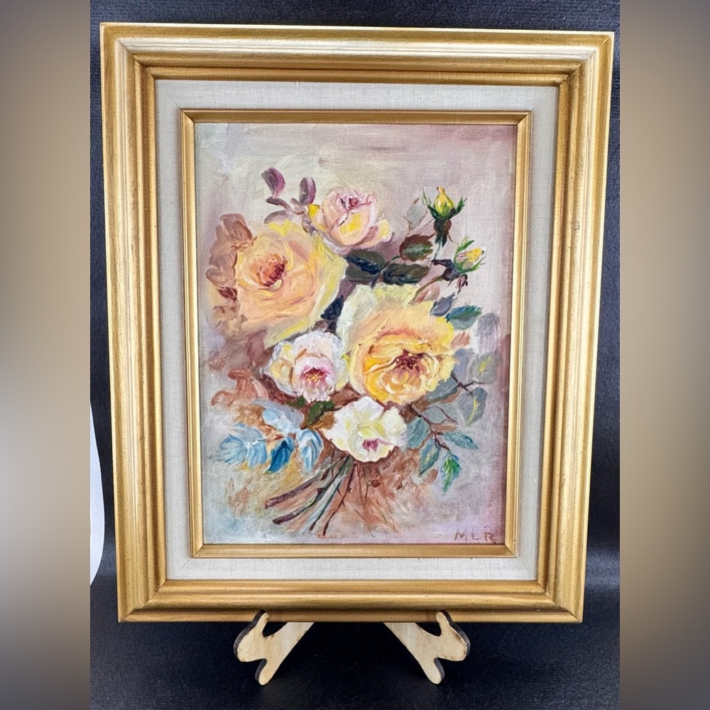 Original Floral Oil Painting Framed 17x13 Artist Unknown